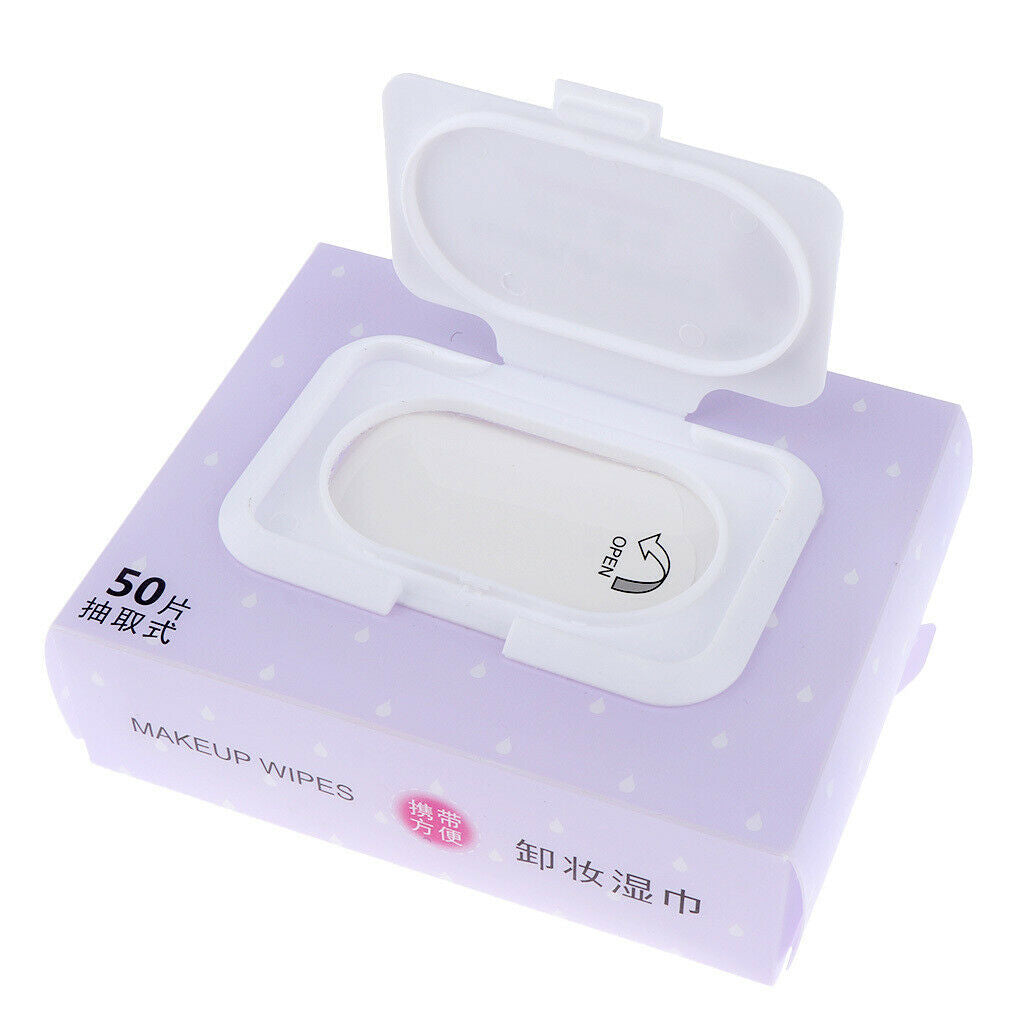 50pcs/Pack Mild Facial Cleansing Towelettes Makeup Remover Wipes Violet Flavor