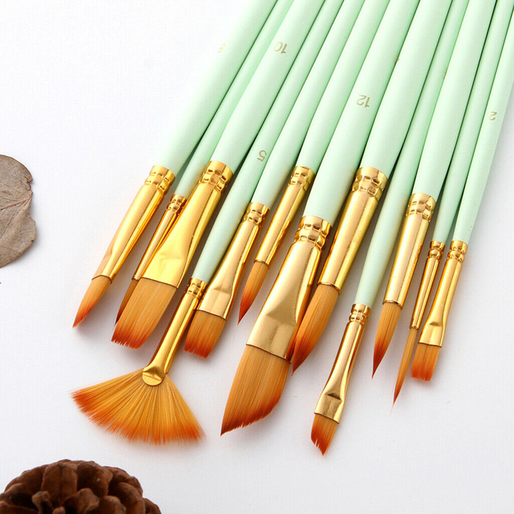 12pcs Mixed Shape Pen Brush Artist Painting Brush Drawing Bursh Art Supply