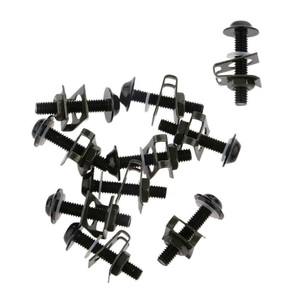 of 10 M6 CNC Sportbike Motorcycle Fairing Body Bolt Kit Screw Nuts Black