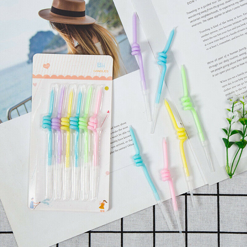 6*Birthday Cake Candles Curve Thread Rainbow Candle Kids Birthday Cake De.l8