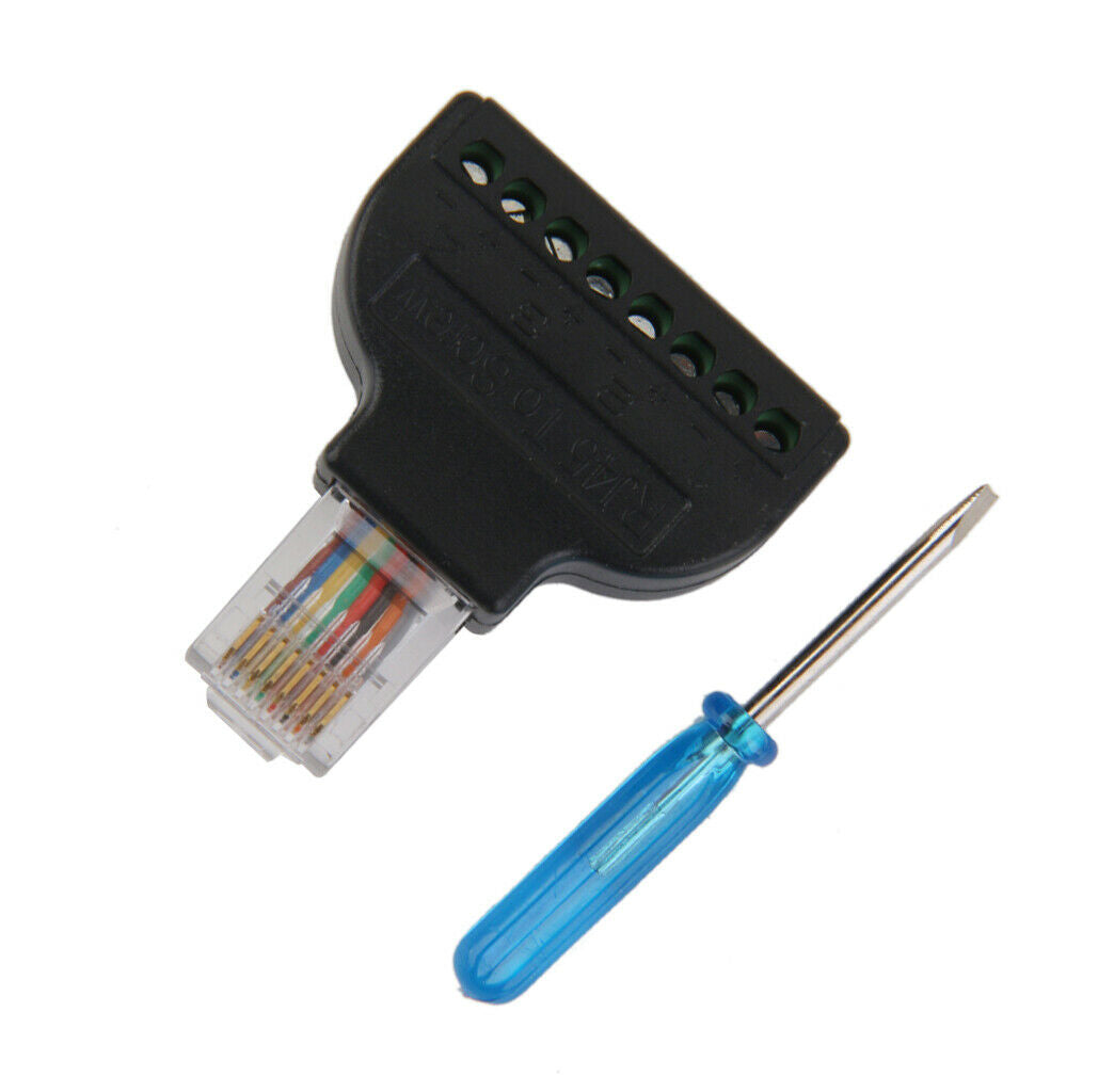 Generic RJ45 Male Plug to AV 8 Pin Screw Terminal Adapter Block ADAPTER