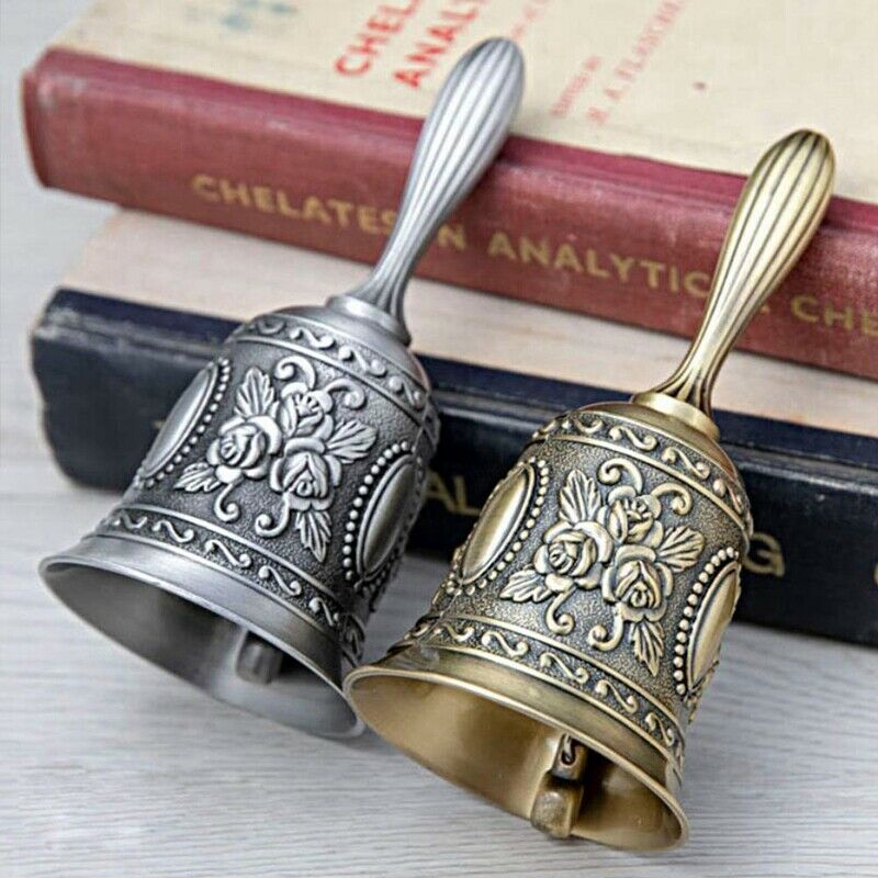 Hand Bell, Metal Tone  Alarm Hand Hold Service Call Bell Desktop Bell Tea DinnR3