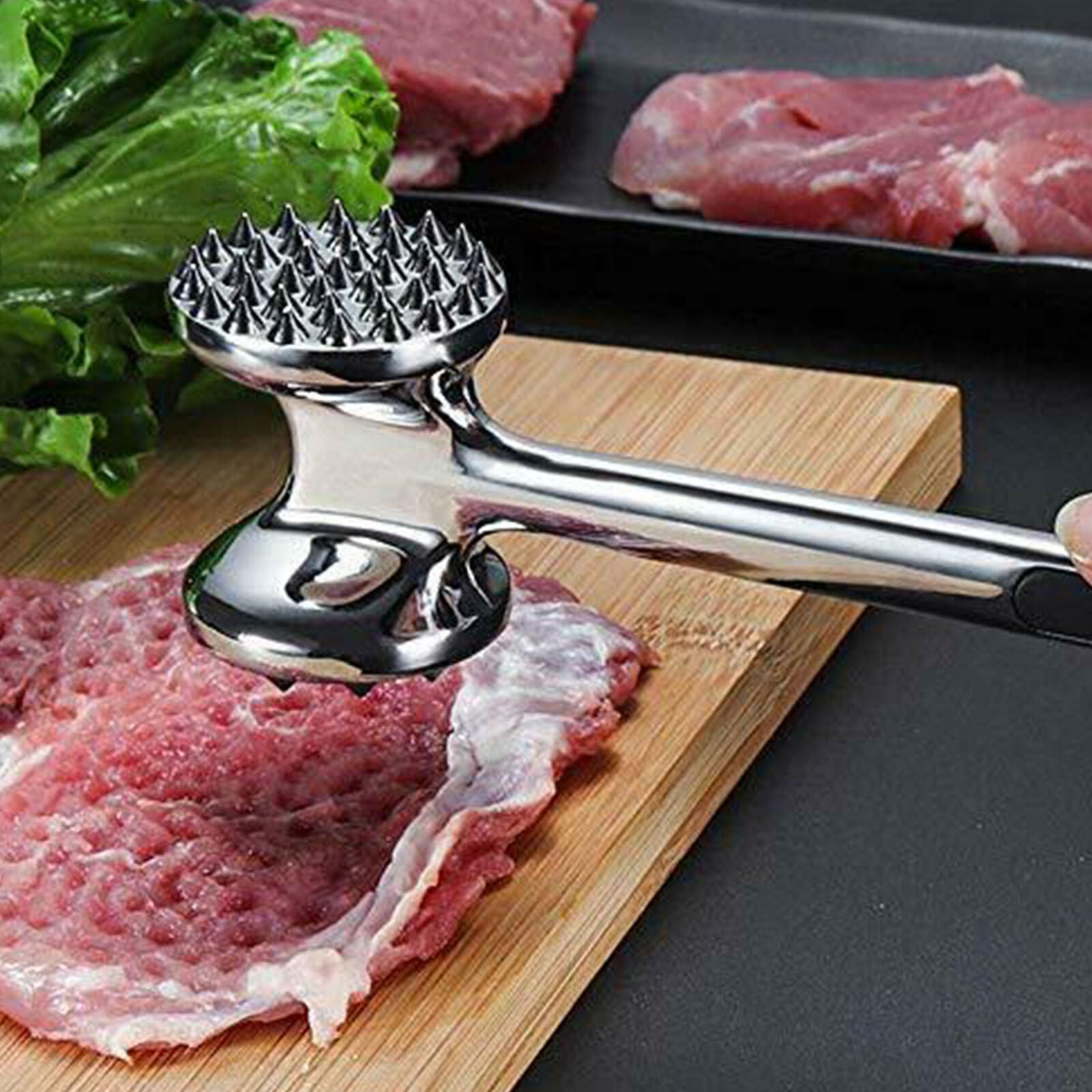Meat Hammer Tenderizer Stainless Steel Mallet Steak Tool Beef Chicken Kitchen