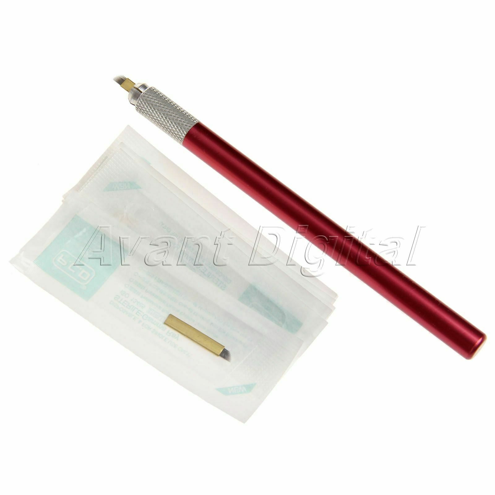 Manual Microblading Tattoo Pen + 10pc 12pin Blade Needle Makeup Eyebrow Tools
