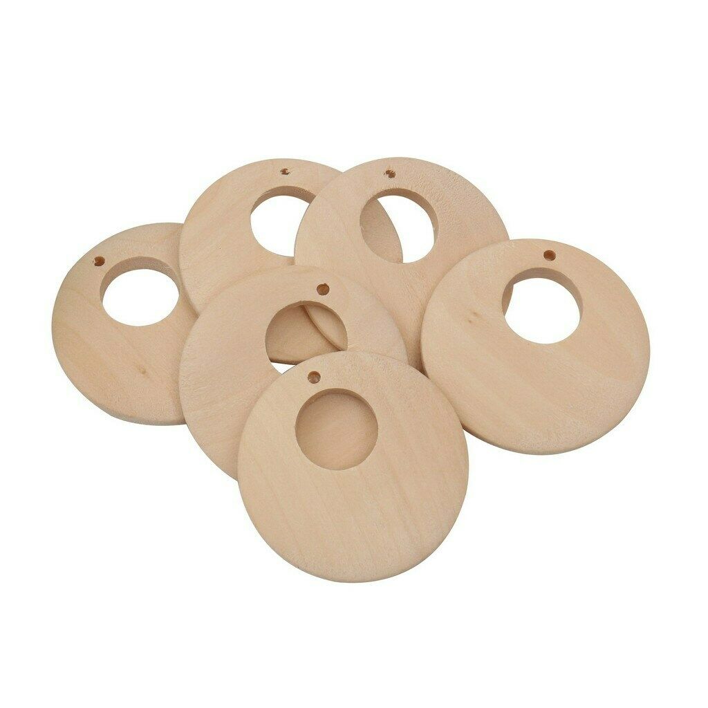 50pcs Wood Pendants DIY Wooden Teether Jewellery Findings Teether Ring 40mm