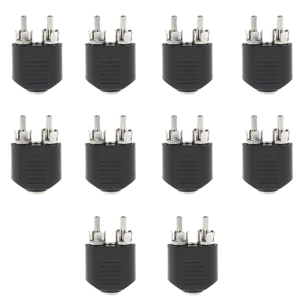 10Piece Dual 2-RCA Male to 3.5mm Female Stereo AV Audio Y Splitter Adapter