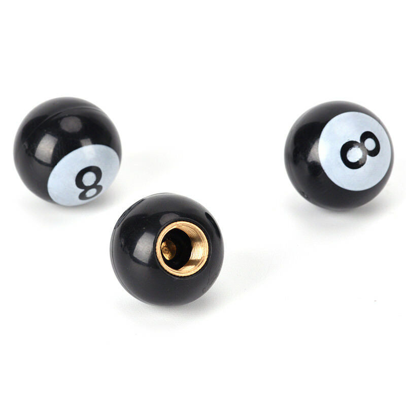 Black Pool 8-Ball Valve Stem Caps Motorcycle Car Truck SUV Bike Tire Air .l8
