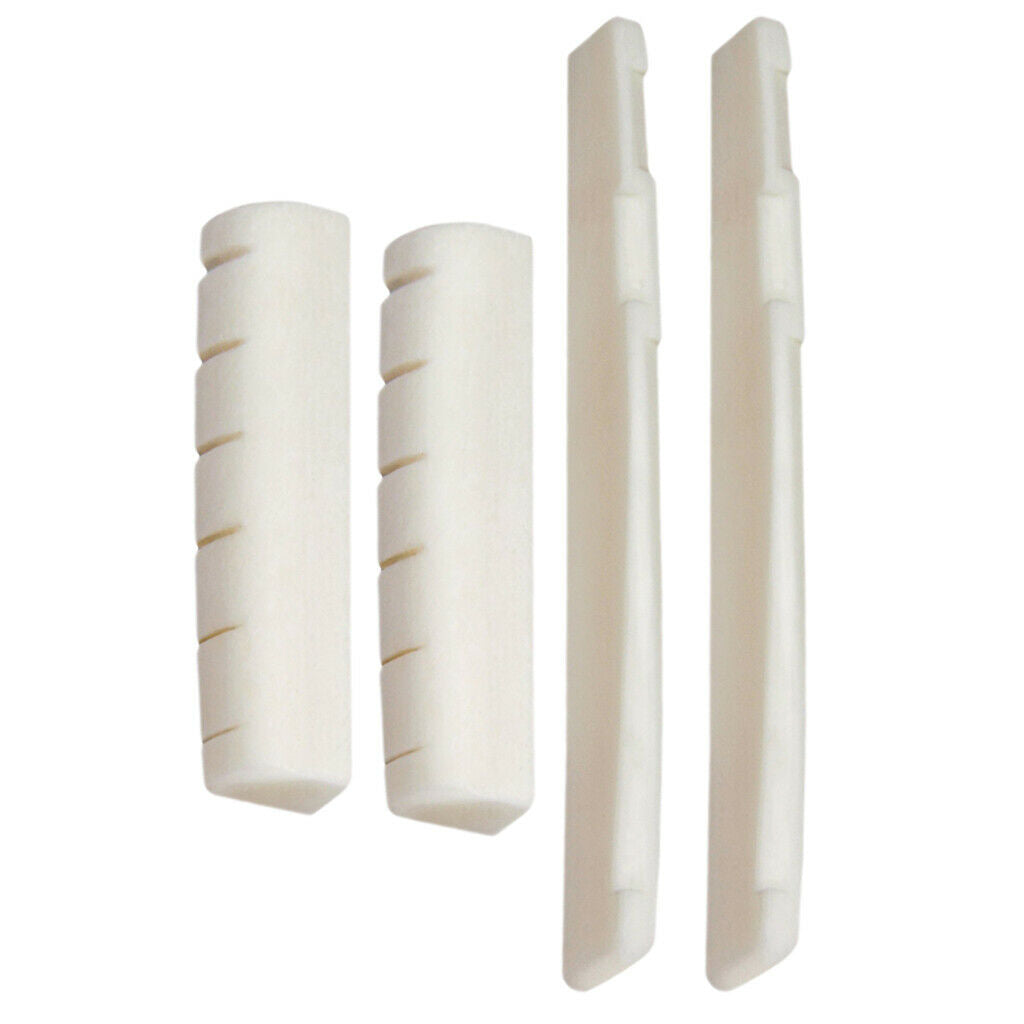 2pcs 72mm Saddles + 2pcs 43mm Nuts Replacement for Acoustic Folk Guitar