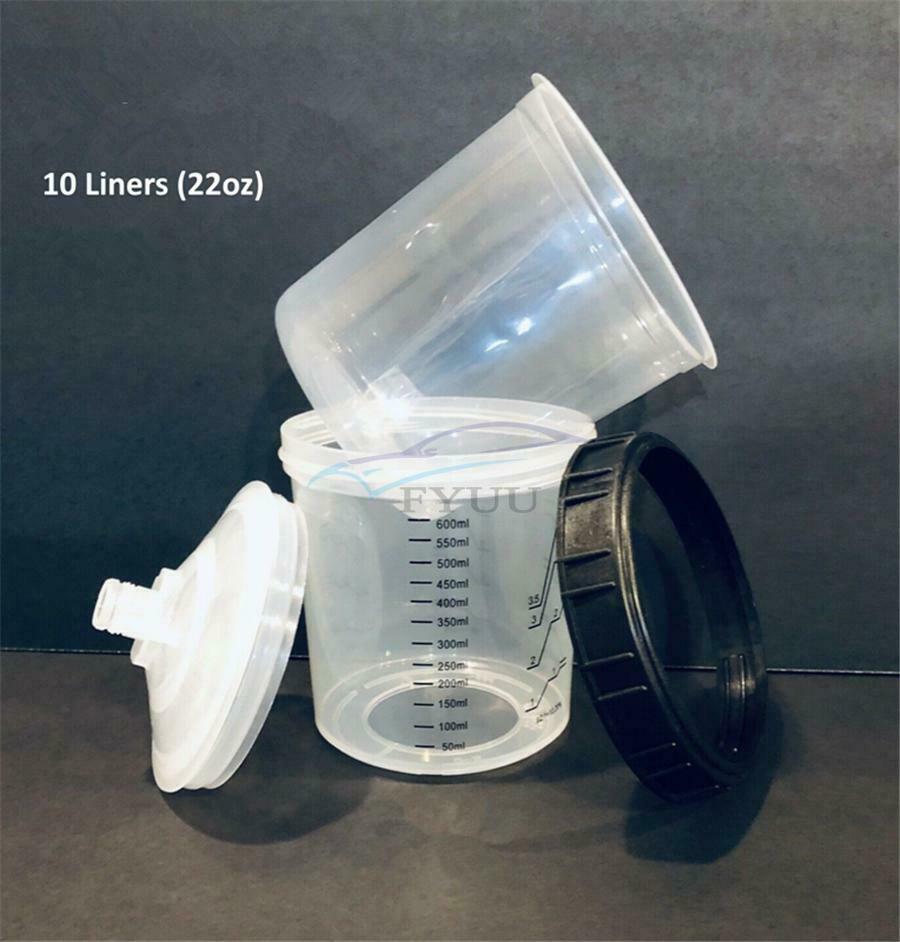 22oz Disposable Paint Cup-1 Hard Cup&Collar For Spray Gun PPS Type H/O Quick Cup