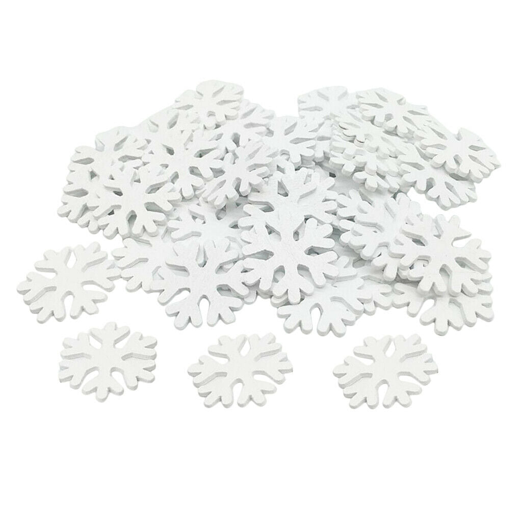 Lots 200x Christmas Snowflake 3cm Wood Craft Embelishments  Cut Shape White