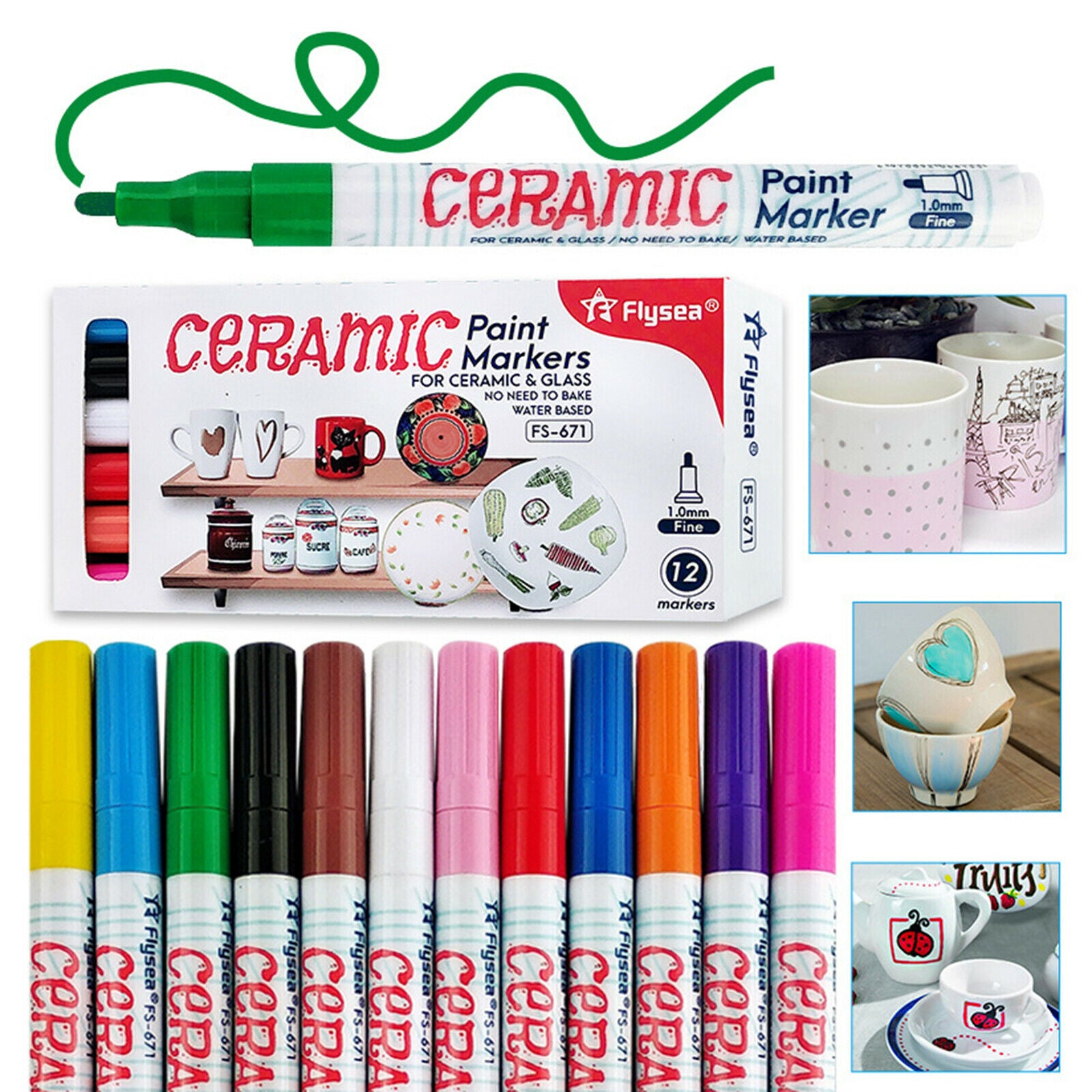 12pcs Paint Pens Paint Markers for Rock Painting Stone Ceramic Glass Wood