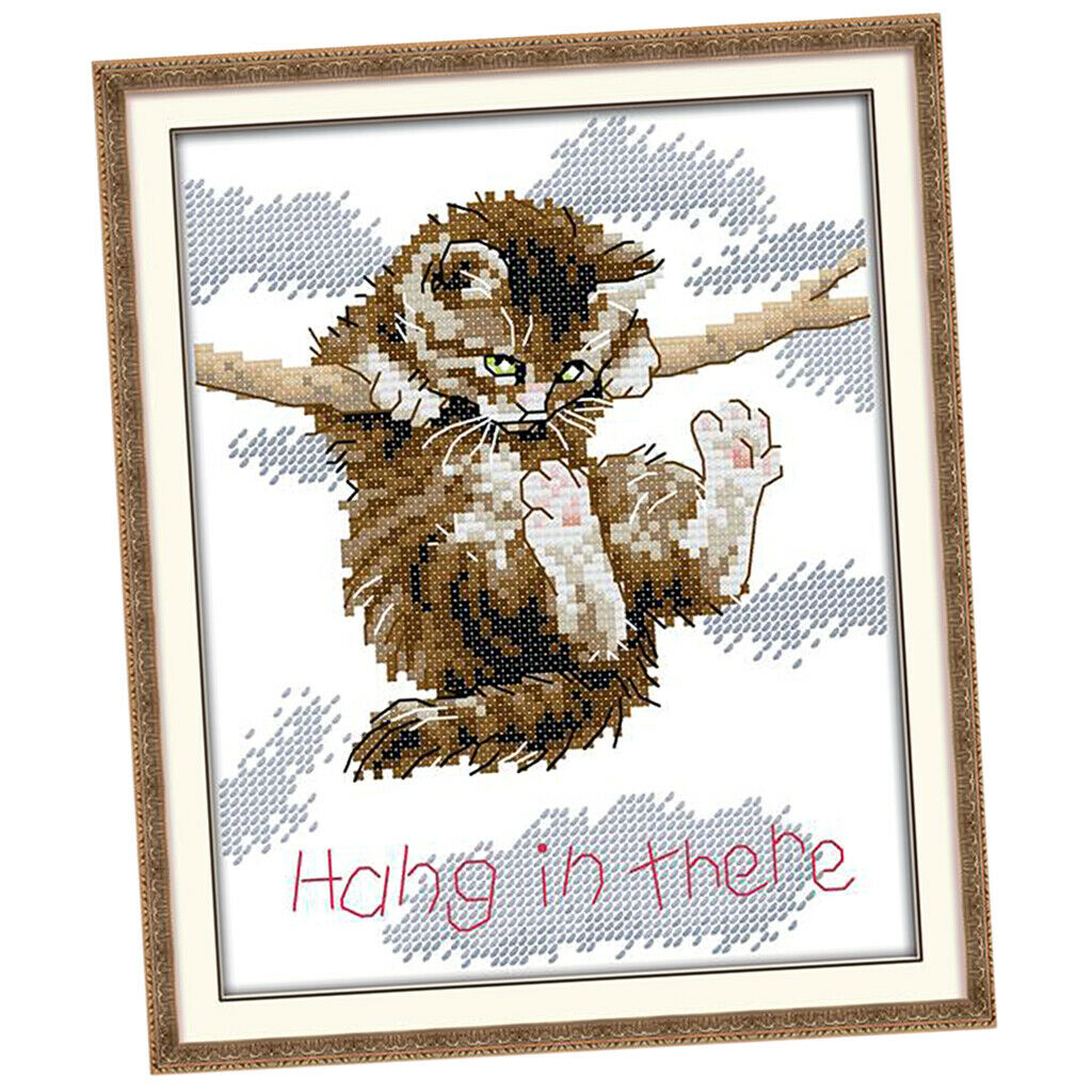 14 Count Cat  in There Counted Cross Stitch Kit Embroidery Kit 18x21cm