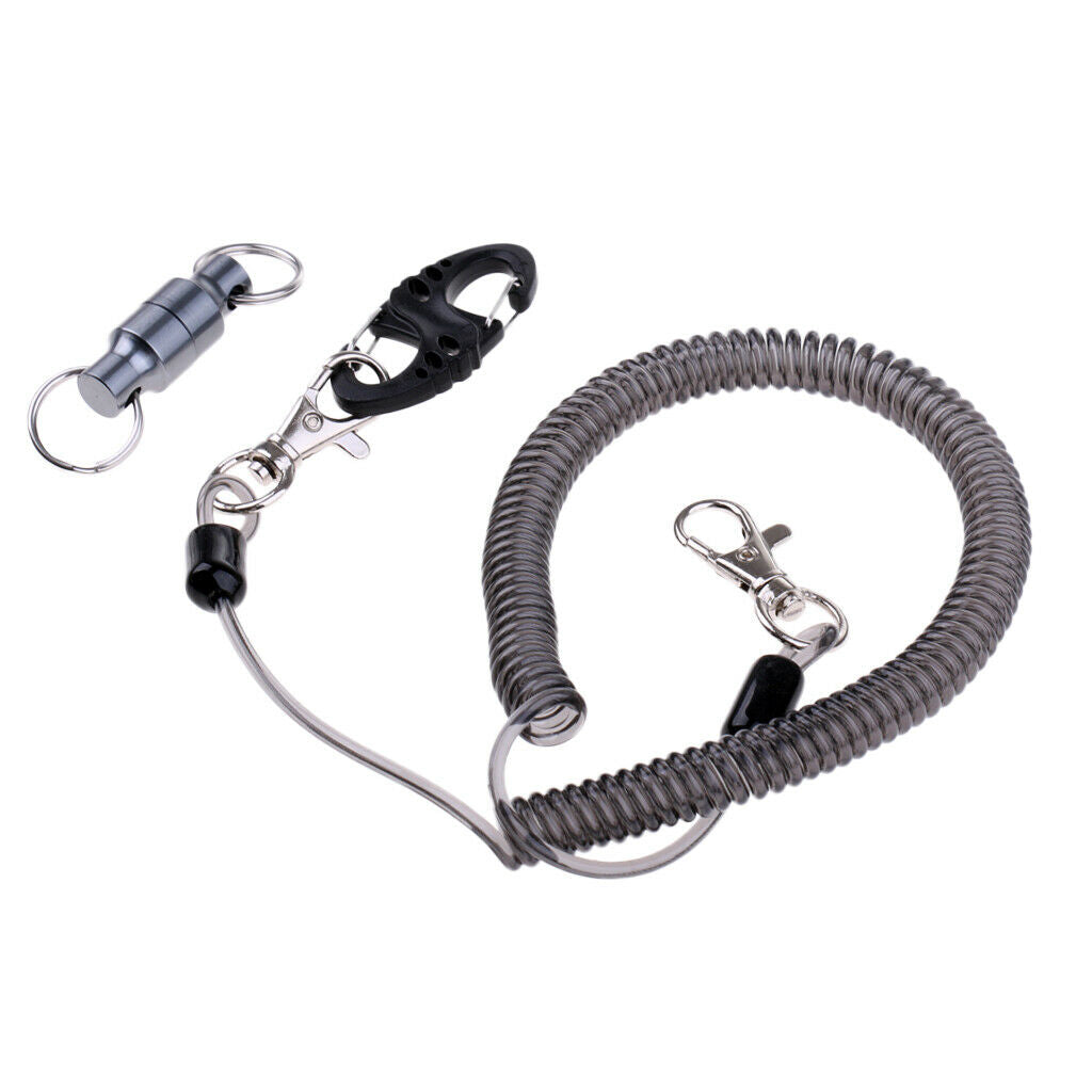 2.5m Retractable Wire Coiled Lanyard Rope W/ Net Release
