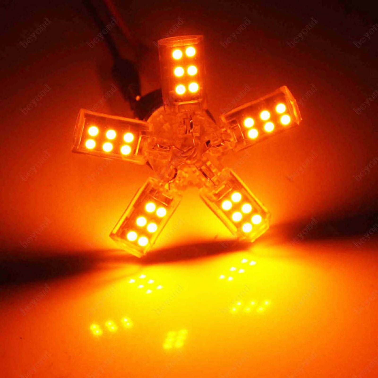 1157 BAY15D P21/5W amber yellow LED Spider 5-Arm Car Auto Brake Stop Bulb Light