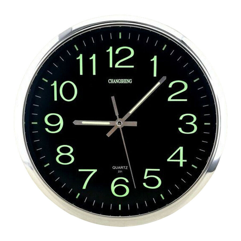 12'' Modern Large Round Luminous Wall Clock Bedroom Living Room Home Office