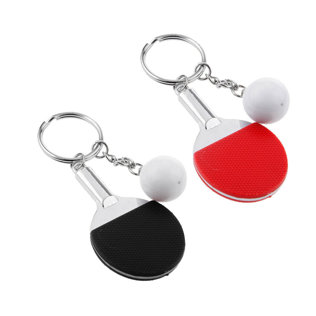 2pcs Pendant Keychain Cute Table Tennis  Pong Racket Festive Gift Christmas