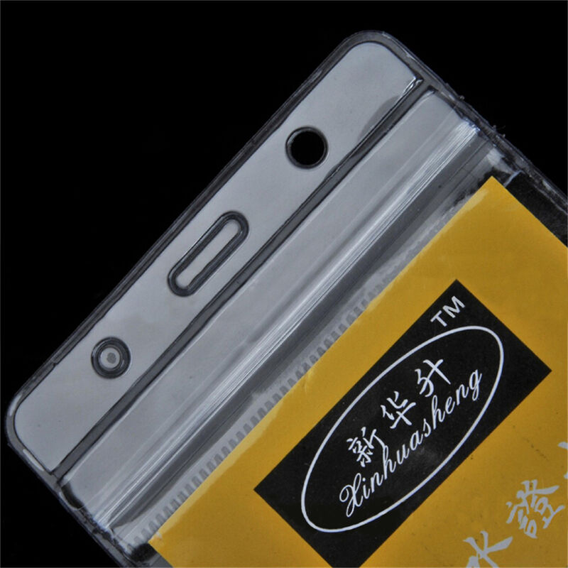 10 pcs/set ID Badge Card 95x80mm Plastic Pocket Holder Clear Pouches Lt