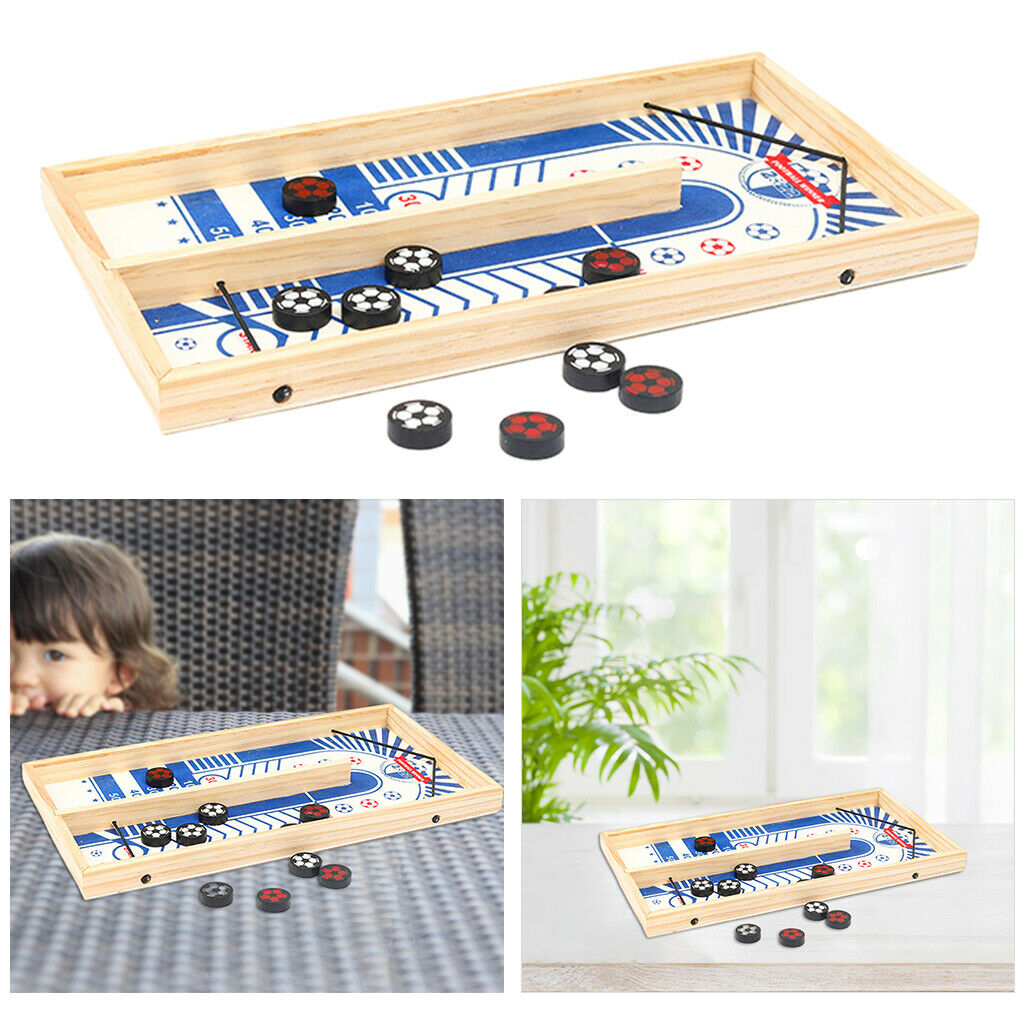 Wooden Sling Puck Game Tabletop Foosball Hockey Board Toys for Kids Adults