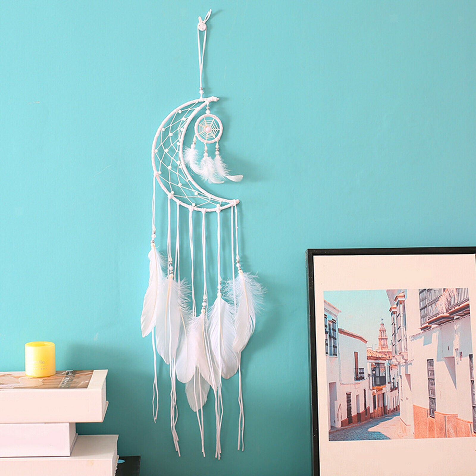 Hanging Moon Dream Catcher Art Decoration for Living Room Craft Ornament