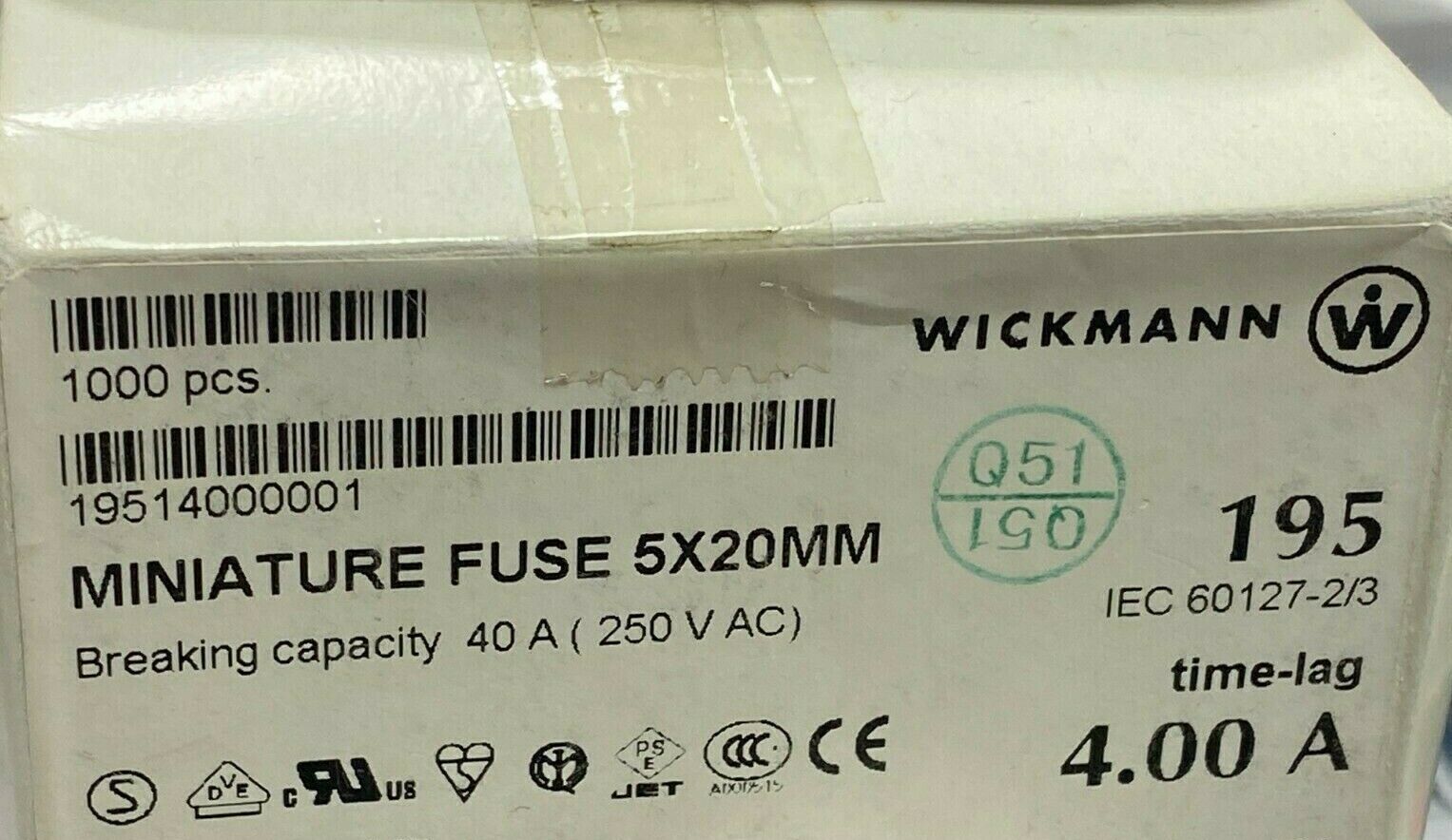 10pcs - WICKMANN 4A 250Vac 195 Serie Time-lag 5x20mm  Glass Fuse