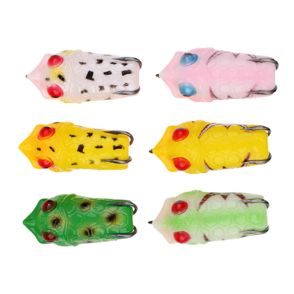 6 Pieces Fishing Lures Topwater Floating Frog Baits With