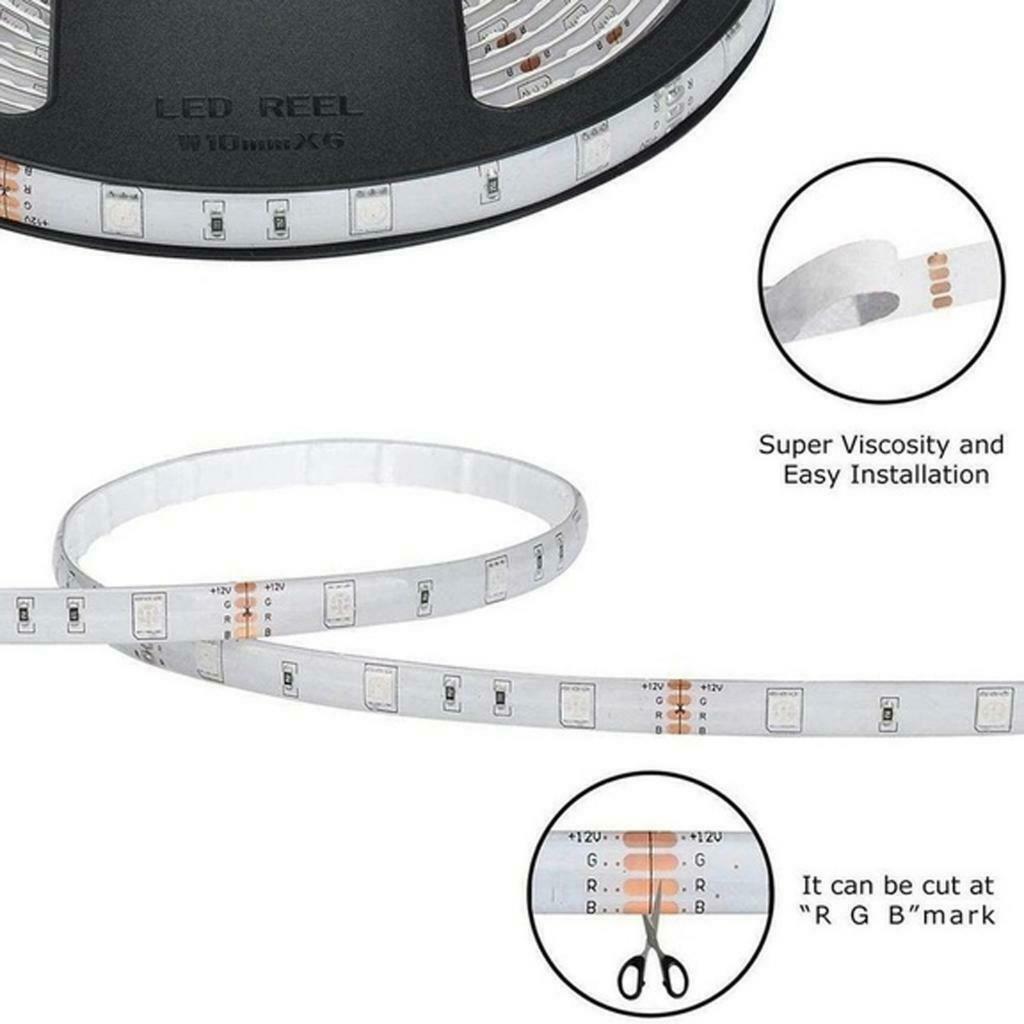 4.8W 10m LED Color Changing Light Strips Battery Powered Indoor Night Lamp