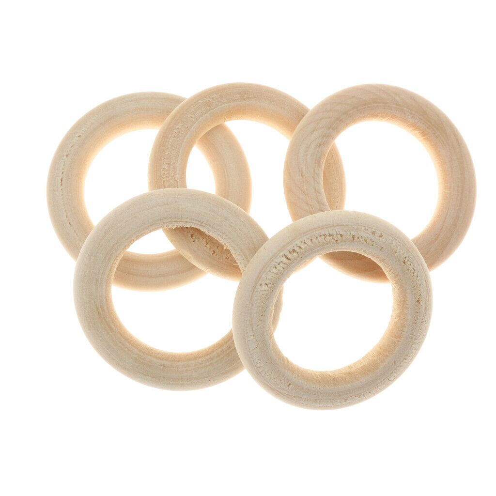 20 Mini Natural Wood Loop Blank Wooden Ring Scrapbooking Jewelry Findings 3.5cm