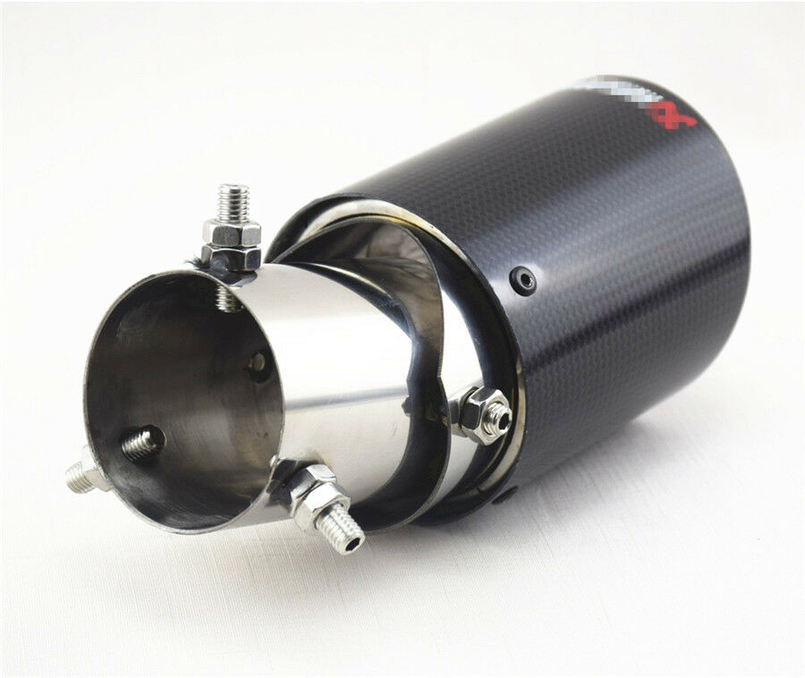 Glossy Carbon Fiber Car Modified Exhaust Pipe Tail Muffler Tip 63-89mm Universal