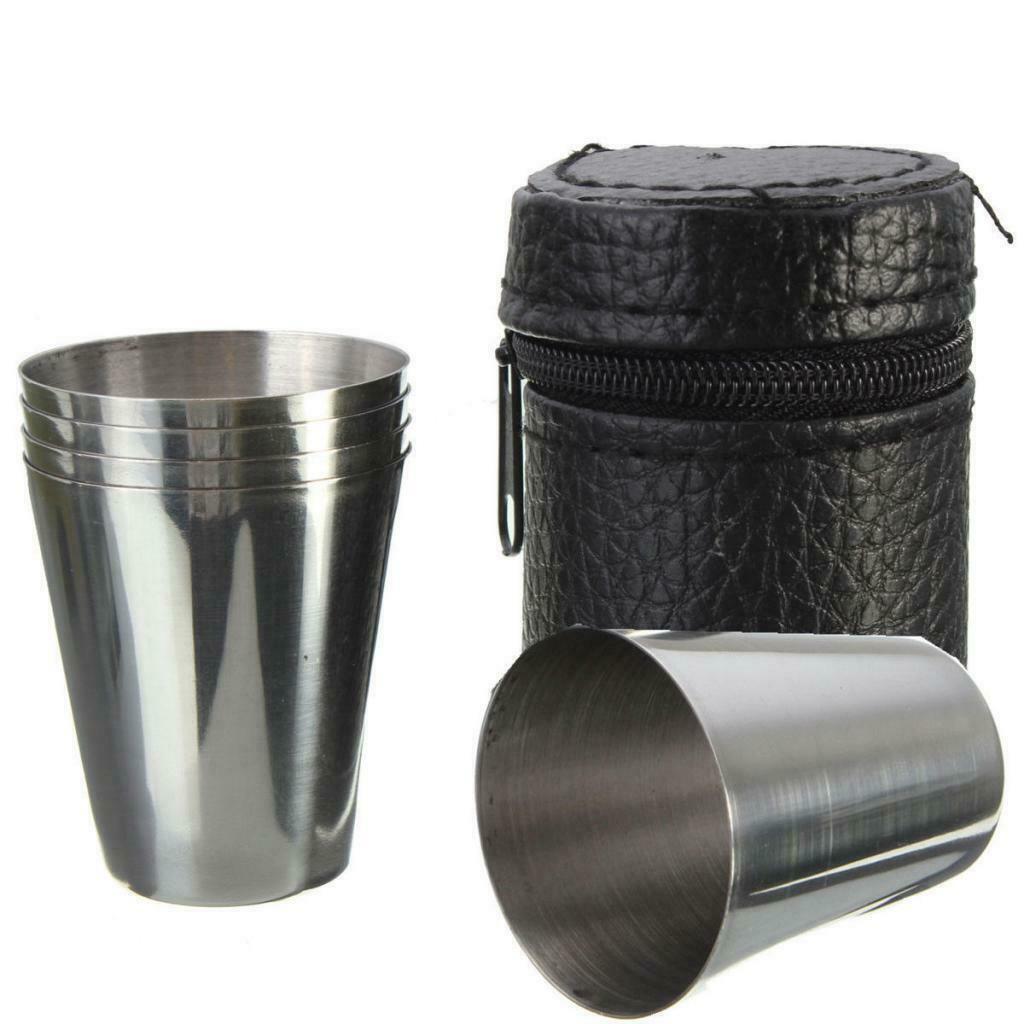4x Wine Cup Drink Beer Tea Tumbler with Cover for Camping Travel