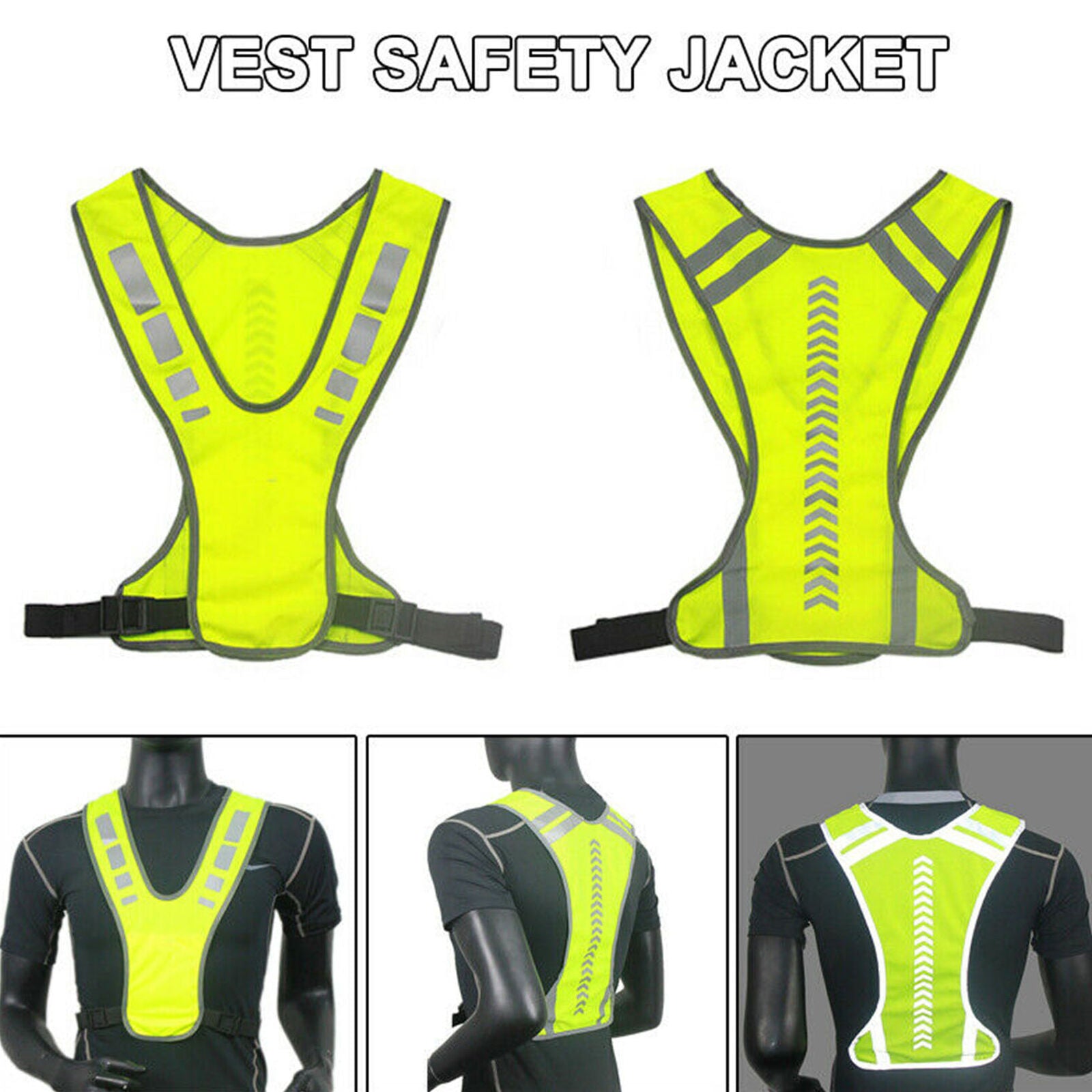 High Vis Safety Vest For Running Jogging Cycling Motorcycle Night Safe Jacket