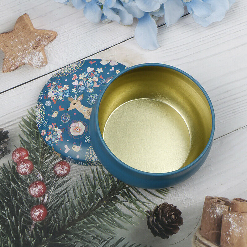 Creative Small Round Tinplate Box Retro Deer Pattern Jewelry Tin Can Cand.l8