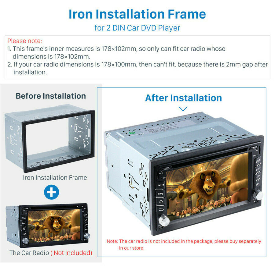 2Din Car Stereo Install Dash Bezel Panel for Car Radio DVD Player Mounting Frame