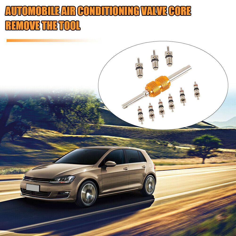 9pcs R134a Car A/C Air Conditioning Valve Cores with Remover Installer Tool