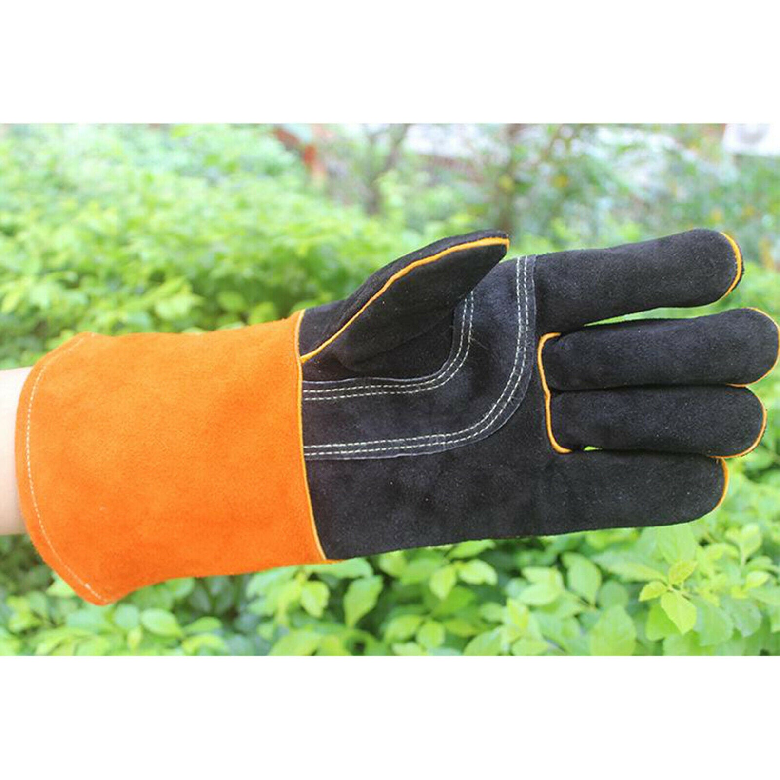 1 Pair Leather Welding Gloves Heat Resistant Work Glove Oven Baking Stove