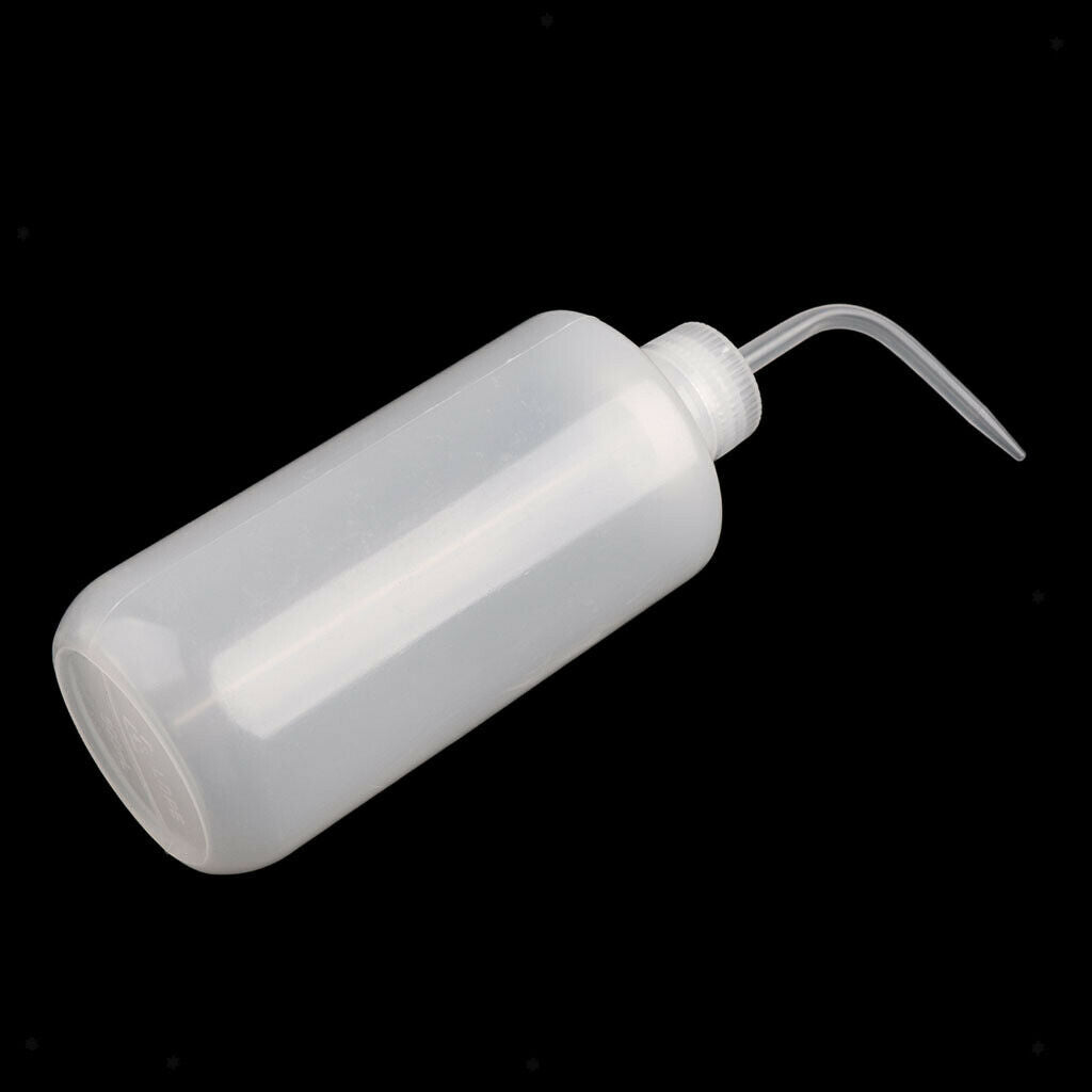 2X Screw on Tip Tattoo Washing Lab Squeeze Wash Clear White Bottle 500mL