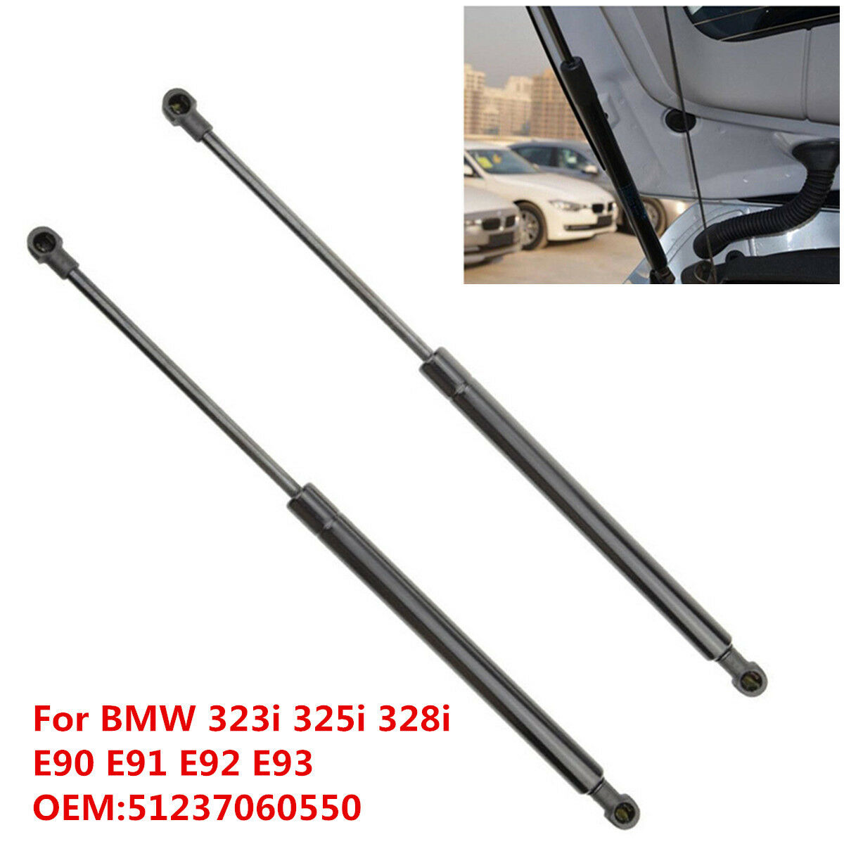 2x Bonnet Hood Lift Support Shock Struts For BMW 325i 328i E90 E92 -51237060550