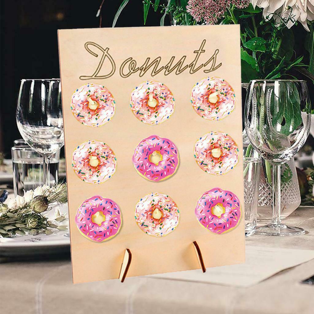 1Set Wooden Donut Display Wall Pack Birthday Wedding Party Sweet Treat Stand