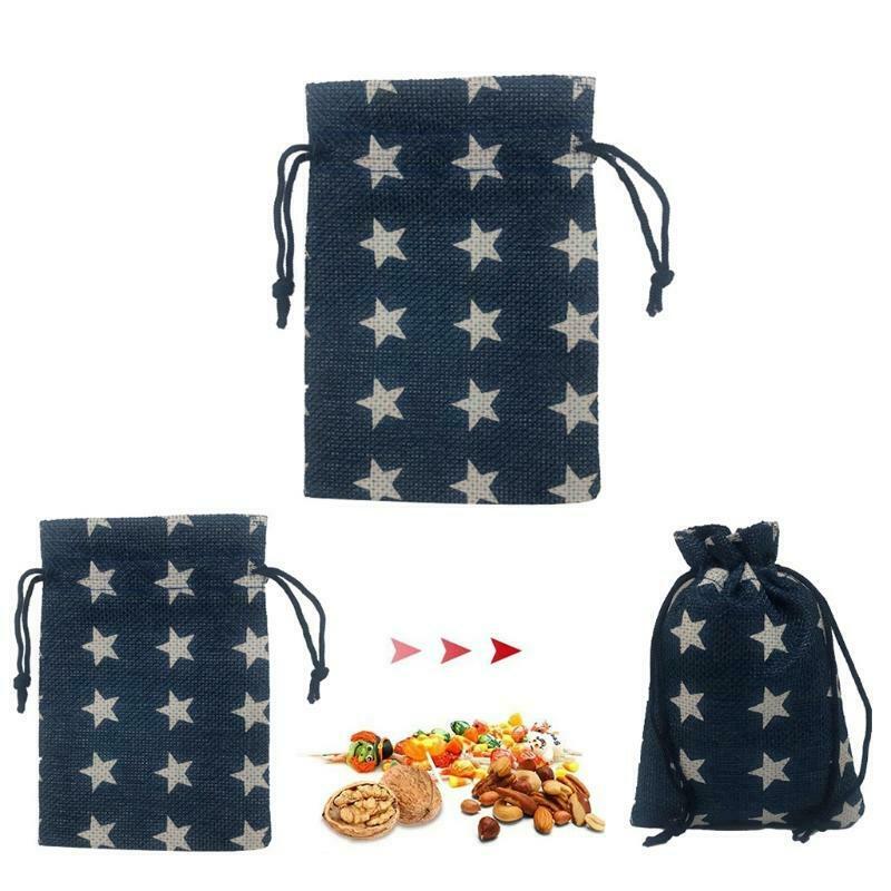 Stars Print 2021 Christmas Advent Calendar 24 Days Hanging Drawstring Candy Bags