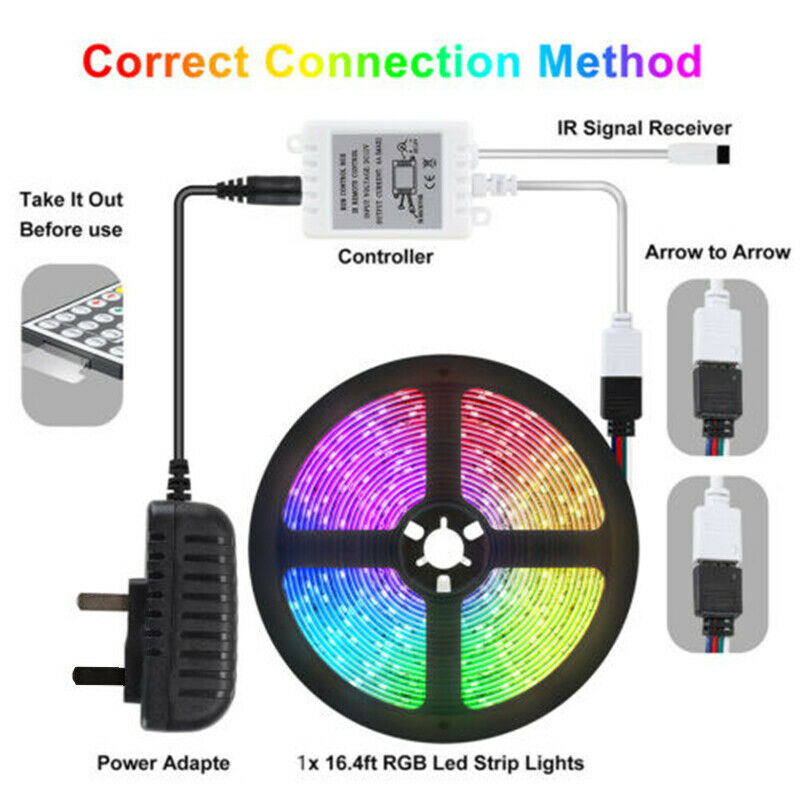 Led Strip Lights 3528 Rgb SMD Remote Fairy Lights Room TV Party Bar Kitchen Lamp