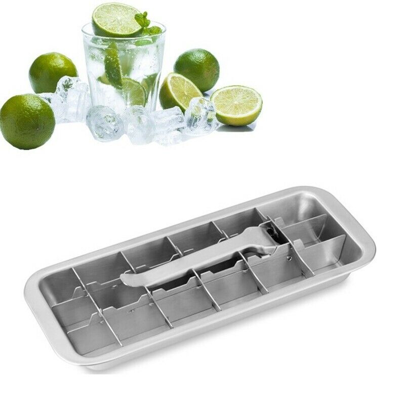 Lever-Style Ice Tray, 2 in 1 Stainless Steel Ice Making Mold and Ice Cracker XE2