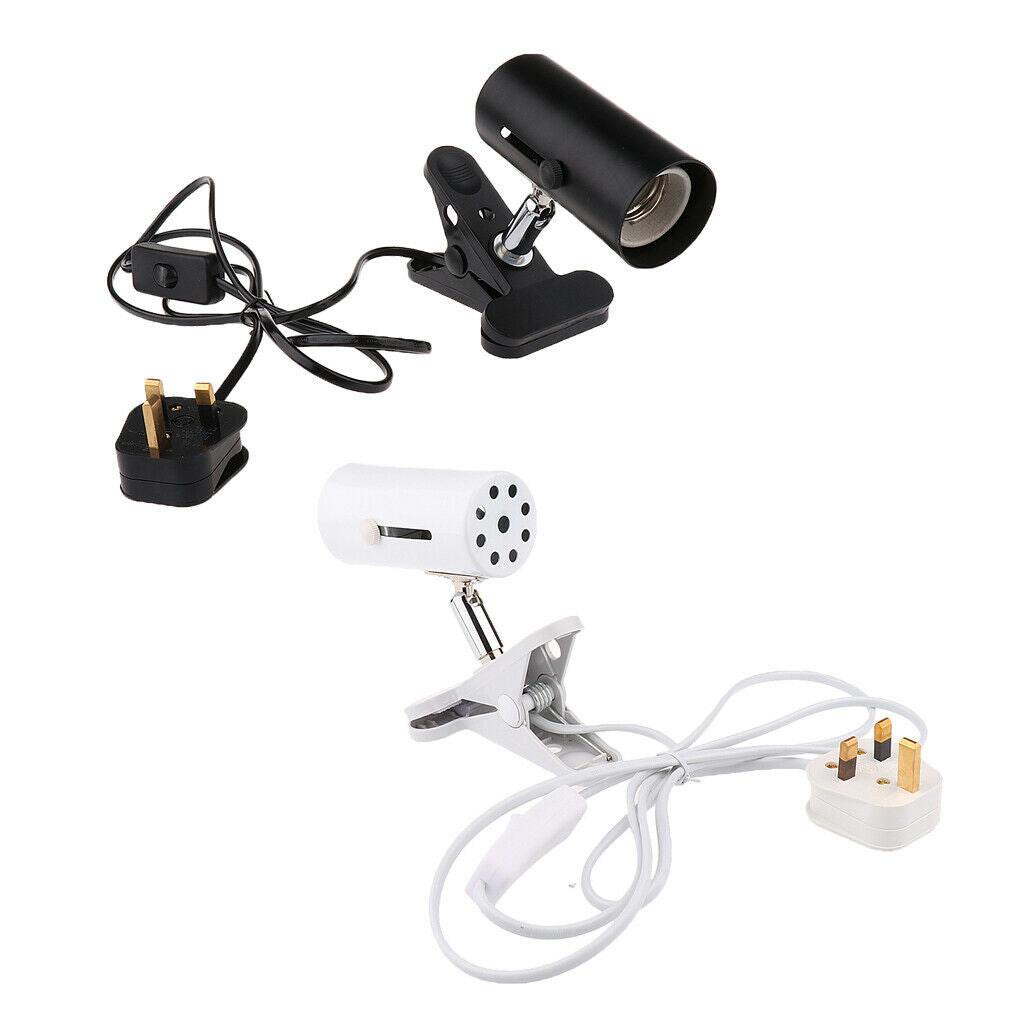 Reptile Lamp Ceramic Heat Light UVB UVA Light Bulb Holder E27 UK Plug Black