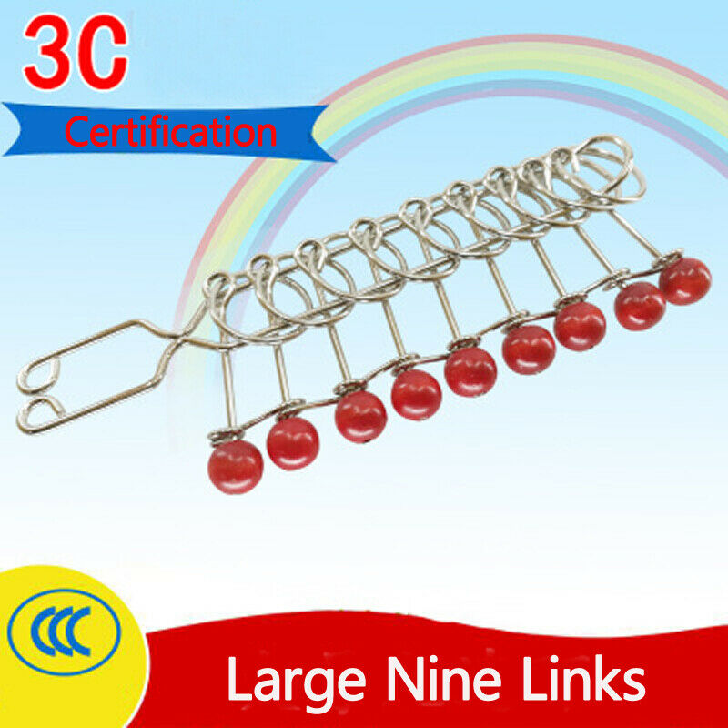 Traditional Brain Teaser Classical Metal 9 Linked Rings Puzzle Toys  CA
