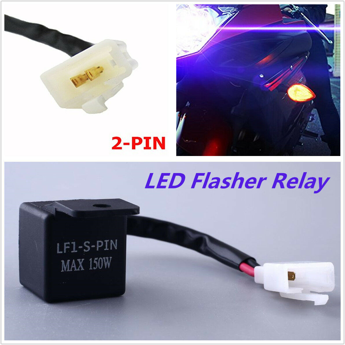 2-Pin Motorcycle Turn Signal Lights Hyper Flash Fix Electronic LED Flasher Relay