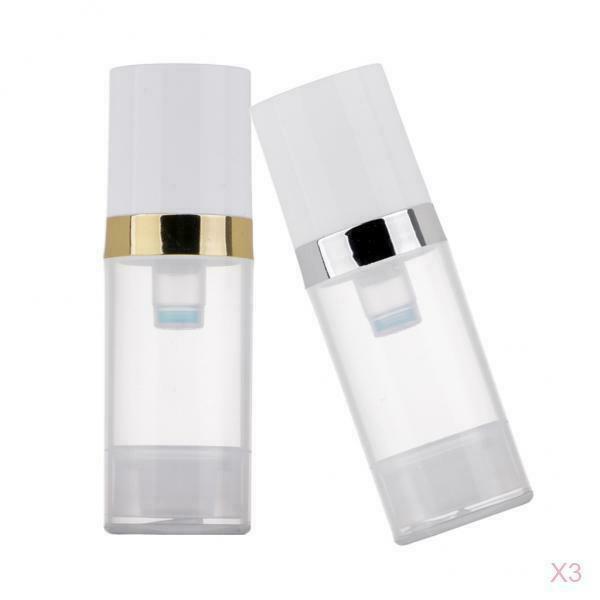 6x 10ml Clear Vacuum Press Pump Bottle Cosmetic Lotions Container Refillable