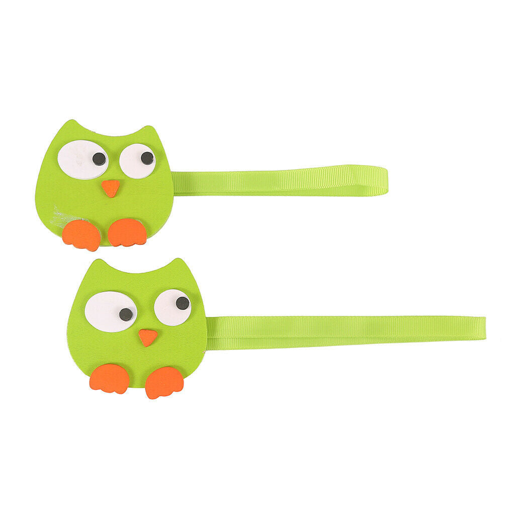 2x Wooden Cartoon Chick Curtain Tiebacks Magnetic Bulckle Clip Green