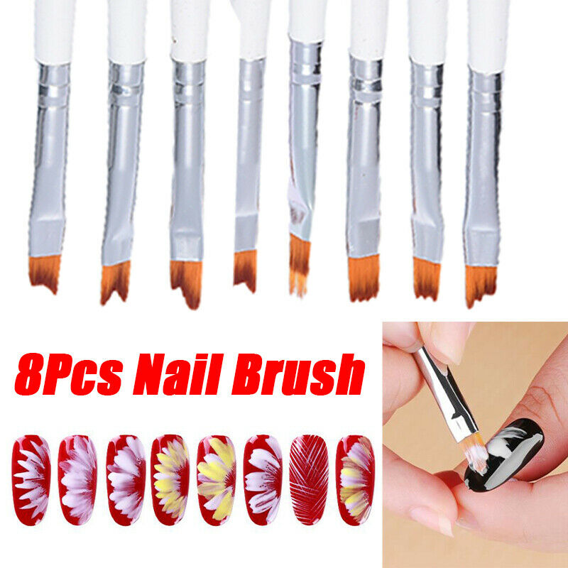 8Pcs Nail Art Brush Set Petal Pen Flower Pen DIY Painting Various Shapes Nail TL