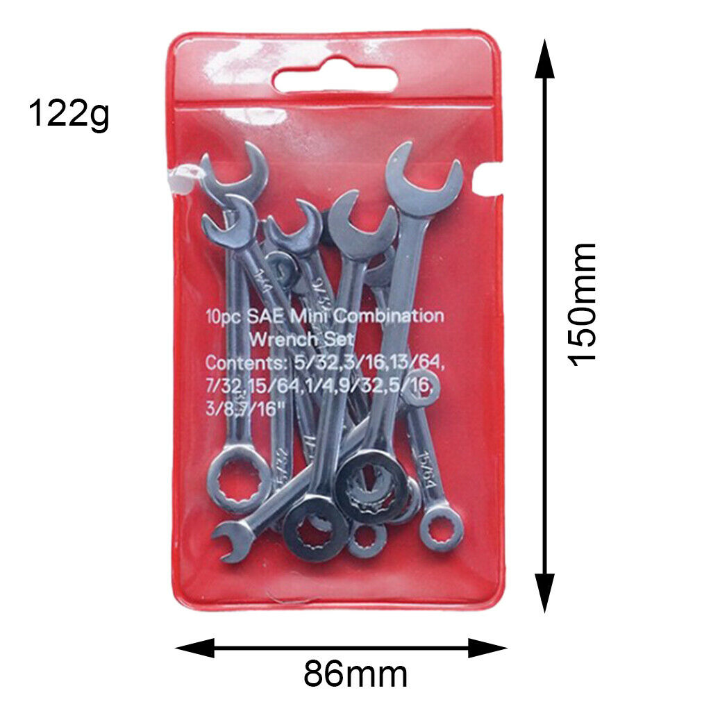 10 Pcs Steel Polished Ratcheting Spanner Wrench Set Flex-Head British System