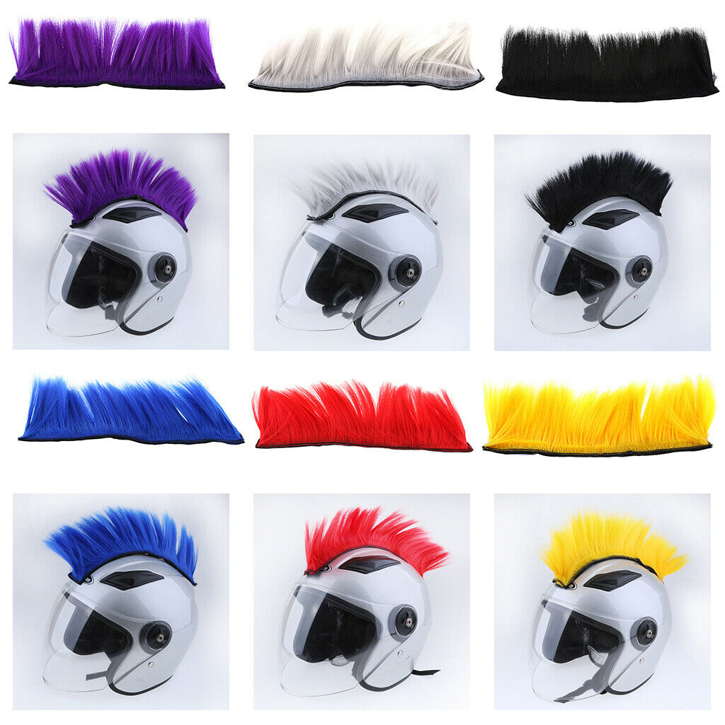 Motorcycle Adhesive Helmet Mohawk Hair Patches Skinhead Costumes Wig Red