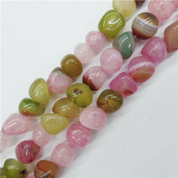 1 Strand 11x9mm Rose&Green Druzy Geode Agate Freeform Loose Beads 15.5" HH9114