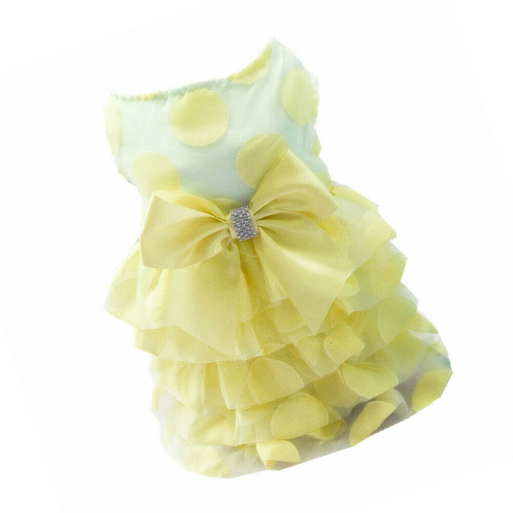 Fashionable Pet Dog Cat Korean Style Fancy Dress Wedding Costume Yellow